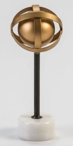 Sculpture Métal Doré Et Noir Et Marbre Blanc Booly H 30 Cm