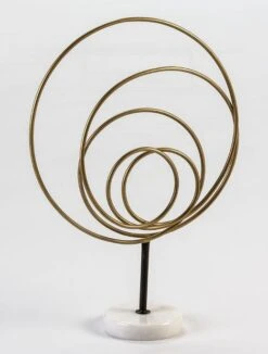 Sculpture Métal Doré Et Noir Et Marbre Blanc Booly H 54 Cm