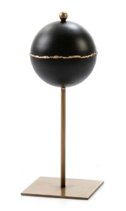 Sculpture Métal Doré Et Noir Round H 38