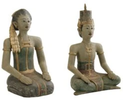 Sculpture Paire Acacia Massif Vert Décapé Vanessa -AMSCAN Soldes Magasin sculpture paire acacia massif vert decape vanessa 197851