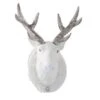 Sculpture Tête De Cerf Peluche Blanc Et Argenté Licia