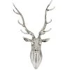 Sculpture Tête De Renne Suspendue Résine Argentée Licia