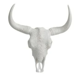 Scuplture Suspendue Crâne Résine Blanche Bialli