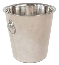 Seau à Glace Rond En Cuir Beige Wildo D 21.5 Cm