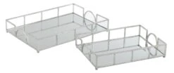 Set De 2 Plateaux Rectangulaire Métal Argent Fanou L 50 Cm
