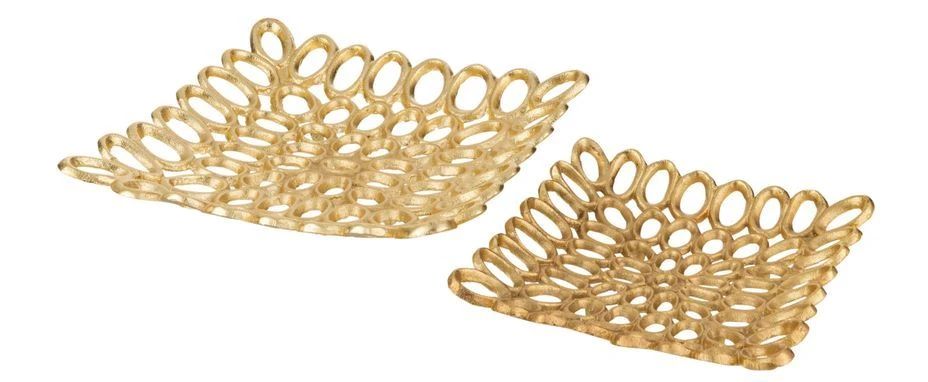 Set De 2 Plats Carré Aluminium Doré Clotilde - Lot De 2 1 Set De 2 Plats Carré Aluminium Doré Clotilde - Lot De 2