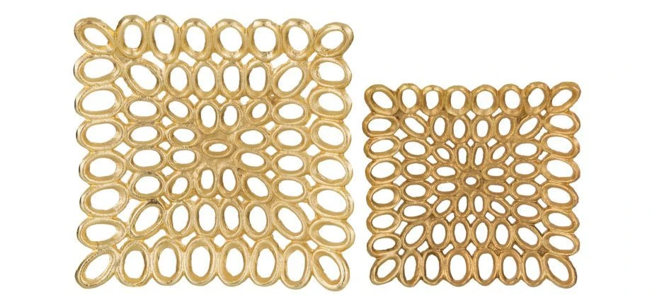 Set De 2 Plats Carré Aluminium Doré Clotilde - Lot De 2 2 Set De 2 Plats Carré Aluminium Doré Clotilde - Lot De 2 – Image 2