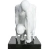 Statue Sprinter Fibre De Verre Blanc Et Socle En Marbre Noir L 30 X P 23 X H 43 Cm