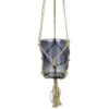 Suspension Pot En Verre - Avec Corde En Chanvre - Ø 13 X 16 Cm - Gris Foncé