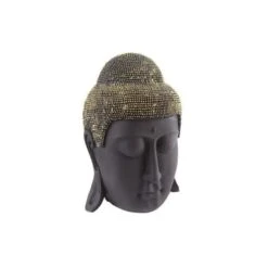 Tete De Bouddha - 27 Cm - Noir Et Doré