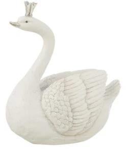 Tirelire Cygne Résine Blanc Et Argent Konia