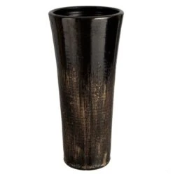 Vase Céramique Noir Et Doré Diere H 39 Cm