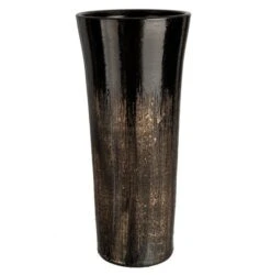 Vase Céramique Noir Et Doré Diere H 50 Cm