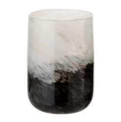 Vase Cylindrique Verre Noir Et Blanc Narsh 16 Cm - Lot De 3