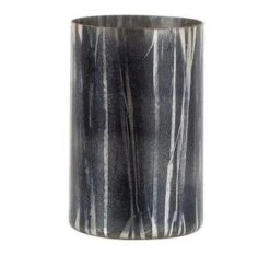 Vase Cylindrique Verre Noir Et Gris Liath H 20 Cm