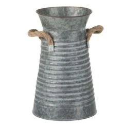Vase Métal Gris Avec Anses Kimen - Lot De 3