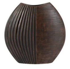 Vase Résine Marron à Stries Cintee - Lot De 2