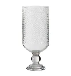 Vase Sur Pied Verre Taillé Transparent Licia 42 Cm