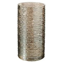 Vase Verre Beige à Nervures Corali H 24 Cm - Lot De 4