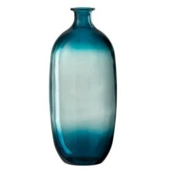 Vase Verre Transparent Et Bleu Veeda