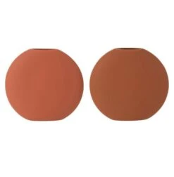 Vases Rond Céramique Marron Indie - Lot De 2